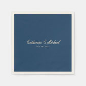 Simple Script Pretty Navy Blue Wedding Servet (Voorkant)