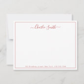 Simple script red border personalized stationery notitiekaartje (Voorkant)