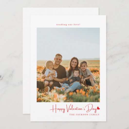 Simple Script Red Heart Valentijnse kaart Foto (Voorkant / Achterkant)