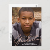 Simple Script Roos Gold Overlay Photo Afstuderen Briefkaart (Voorkant / Achterkant)