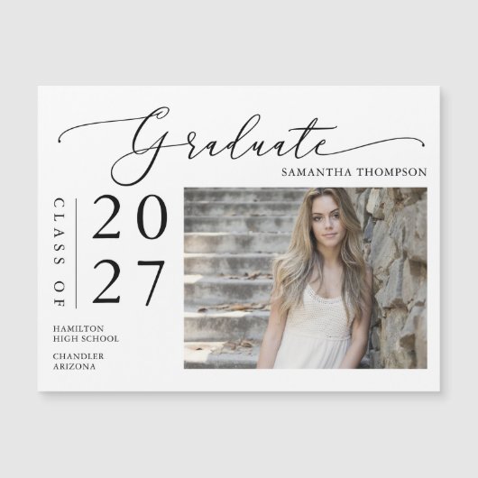 Simple Script School Afstuderen Magnetic Kaart fot (Voorkant)