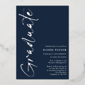 Simple Script Silver Foil Afstuderen Aankondiging (Voorkant)