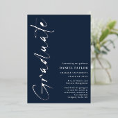 Simple Script Silver Foil Afstuderen Aankondiging (Staand Voorkant)