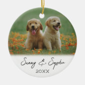 Simple Script Two Puppy Dog Photo Keramisch Ornament (Voorkant)