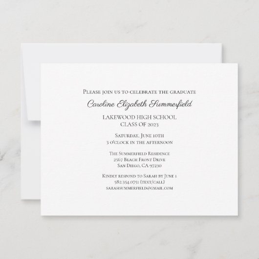 Simple Script Typography Photo Graduparty Kaart (Achterkant)
