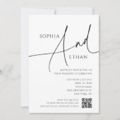 Simple Script Typography QR Code White Wedding Kaart (Voorkant)