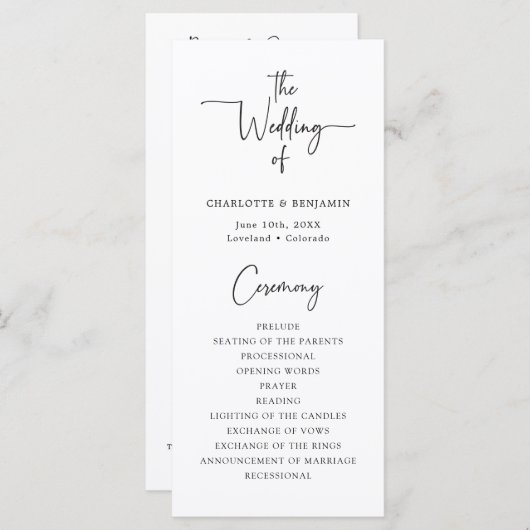 Simple Script Wedding Program (Voorkant / Achterkant)