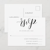 Simple Script Wedding Response RSVP Card Briefkaar Briefkaart (Voorkant / Achterkant)