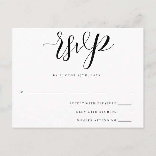 Simple Script Wedding Response RSVP Card Briefkaar Briefkaart (Voorkant)