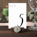 Simple Script Wedding Table Numbers Kaart<br><div class="desc">Guide guests to their tables in refined style with this minimalist elegant wedding table number card featuring a graceful script number and delicate monogram initials. The clean black and white design creates a sophisticated balance between modern simplicity and timeless wedding décor. The oversized script table number provides clear visibility for...</div>