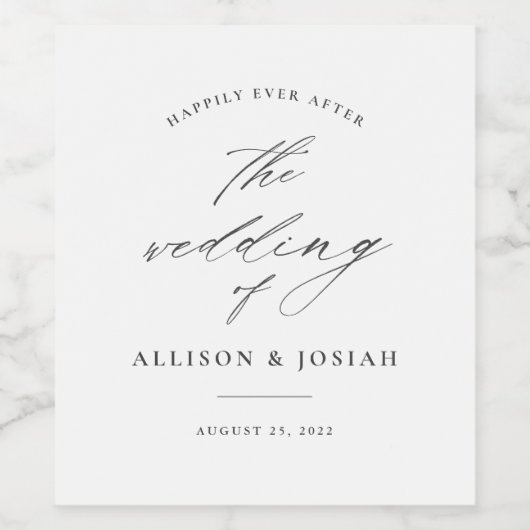Simple Script White Wedding Wijn Etiket (Enkel label)