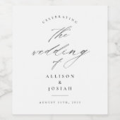 Simple Script White Wedding Wijn Etiket (Enkel label)