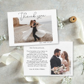 Simple Script White Weduwfoto Bedankkaart