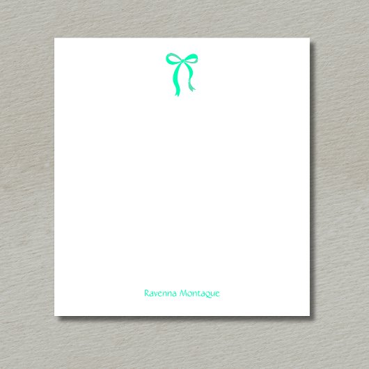 Simple Seafoam Green Bow Script Custom Name Script Notitieblok
