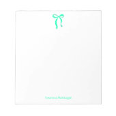 Simple Seafoam Green Bow Script Custom Name Script Notitieblok (Voorkant)
