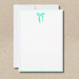 Simple Seafoam Green Bow Thin Border No text Notitiekaartje