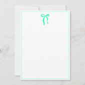 Simple Seafoam Green Bow Thin Border No text Notitiekaartje (Voorkant)