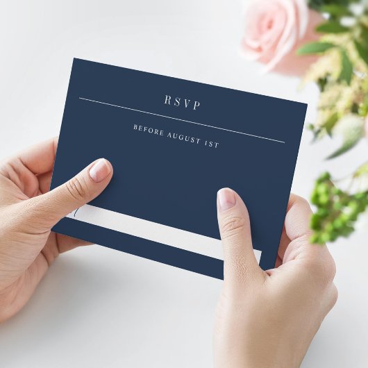Simple Serif Modern Typography Wedding Blue RSVP Kaartje
