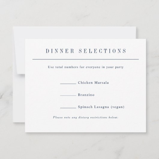 Simple Serif Modern Typography Wedding Blue RSVP Kaartje (Achterkant)
