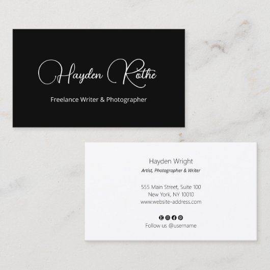 Simple Signature Script Black Visitekaartje (Voorkant / Achterkant)