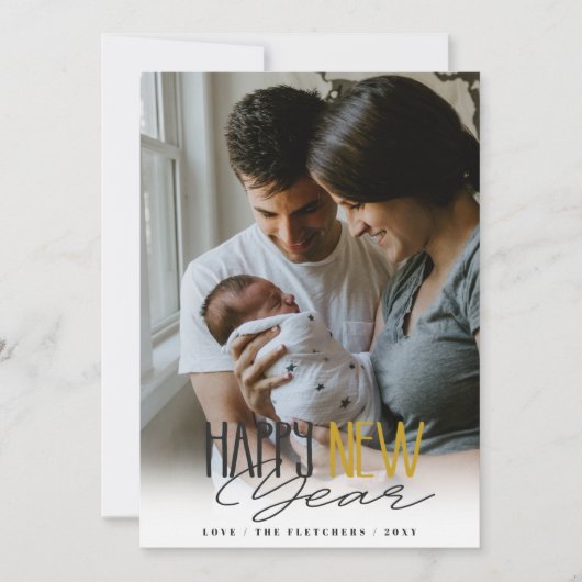 Simple Signature Script Happy Nieuwjaar Feestdagenkaart (Voorkant)