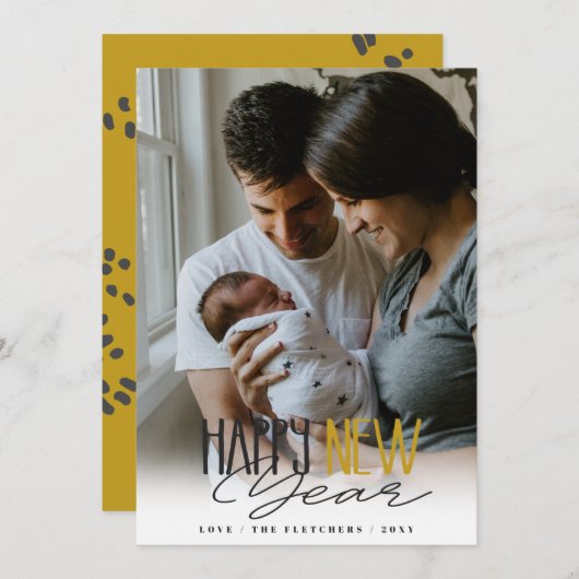 Simple Signature Script Happy Nieuwjaar Feestdagenkaart (Voorkant / Achterkant)