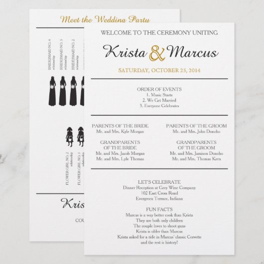 Simple Silhouettes Wedding Program (Voorkant / Achterkant)