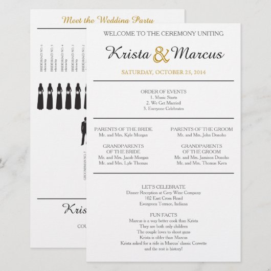 Simple Silhouettes Wedding Program (Voorkant / Achterkant)