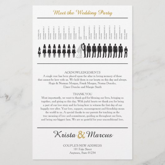 Simple Silhouettes Wedding Program (Achterkant)
