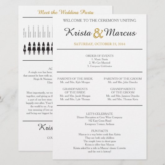 Simple Silhouettes Wedding Program (Voorkant / Achterkant)