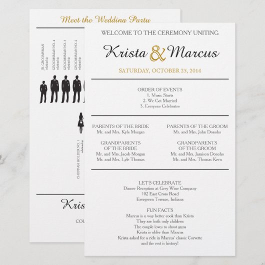 Simple Silhouettes Wedding Program (Voorkant / Achterkant)