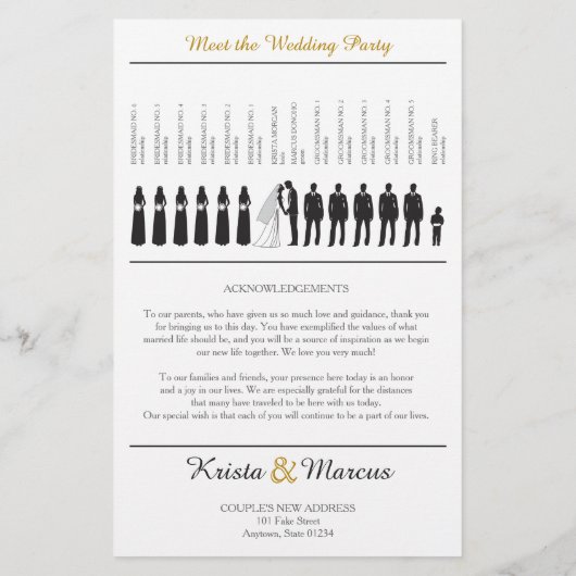 Simple Silhouettes Wedding Program (Achterkant)