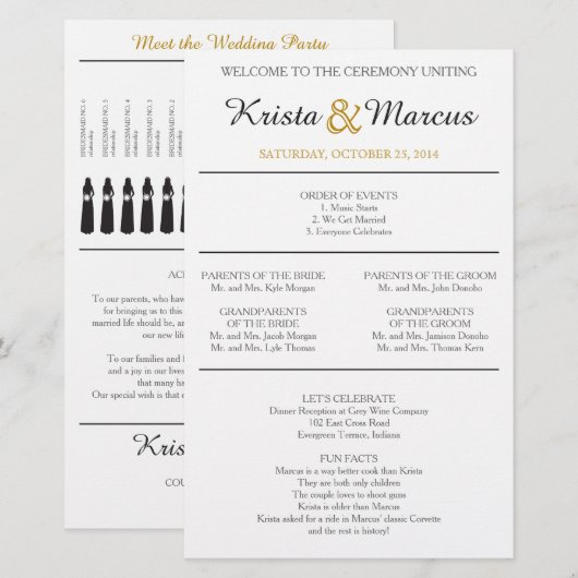 Simple Silhouettes Wedding Program (Voorkant / Achterkant)