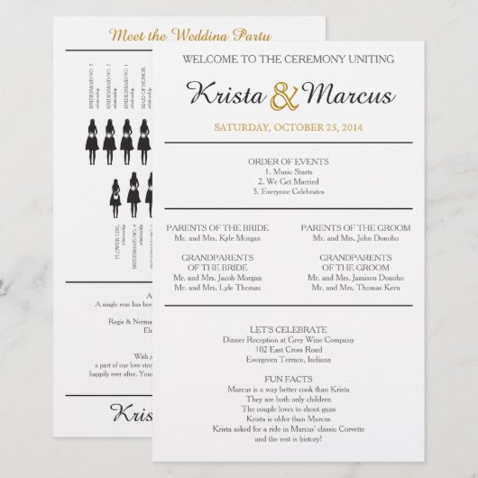 Simple Silhouettes Wedding Program (Voorkant / Achterkant)