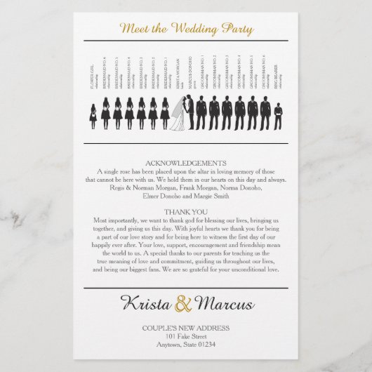 Simple Silhouettes Wedding Program (Achterkant)