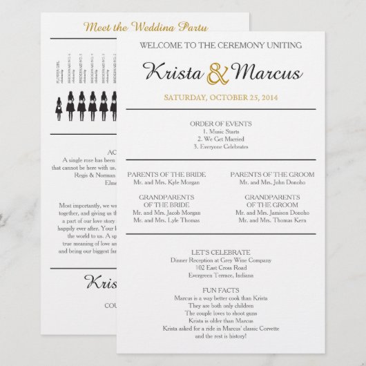 Simple Silhouettes Wedding Program (Voorkant / Achterkant)