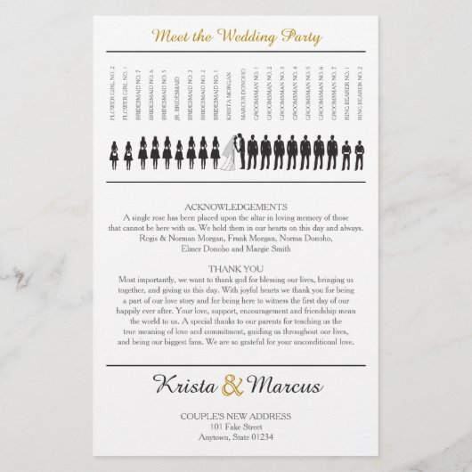 Simple Silhouettes Wedding Program (Achterkant)