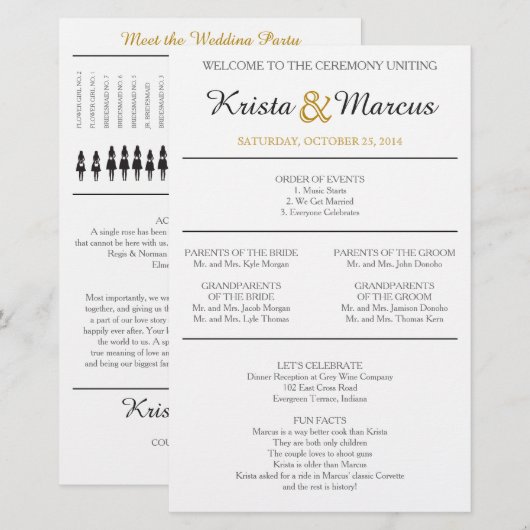 Simple Silhouettes Wedding Program (Voorkant / Achterkant)