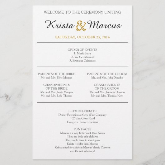 Simple Silhouettes Wedding Program (Voorkant)