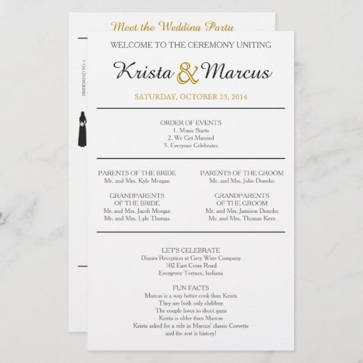 Simple Silhouettes Wedding Program (Voorkant / Achterkant)