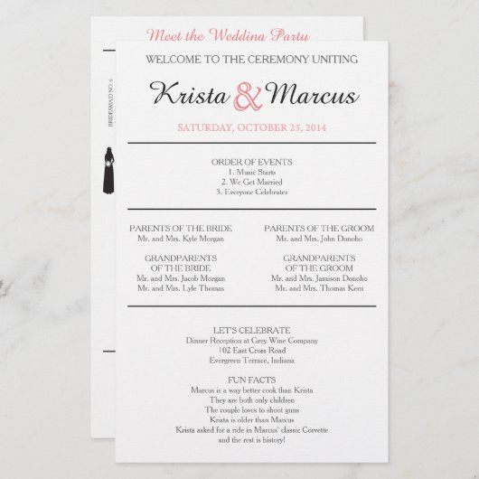 Simple Silhouettes Wedding Program (Voorkant / Achterkant)