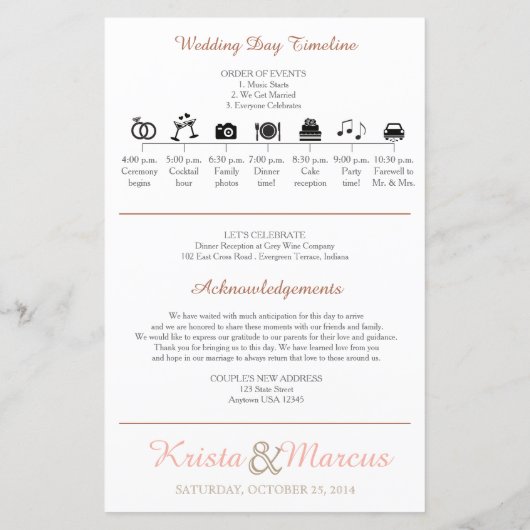 Simple Silhouettes Wedding Program (Achterkant)