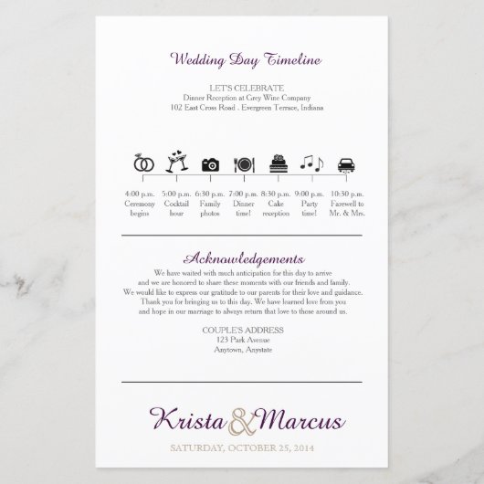 Simple Silhouettes Wedding Program (Achterkant)