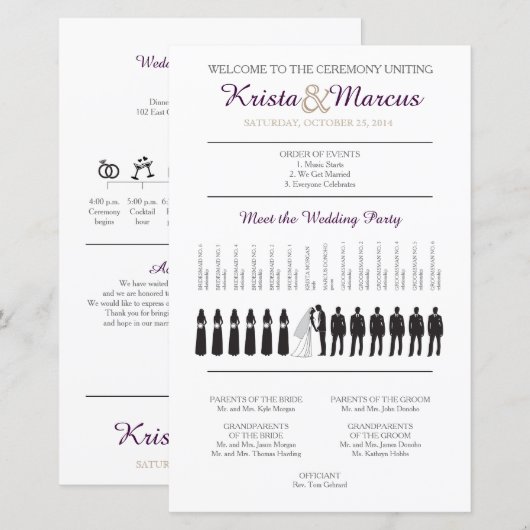 Simple Silhouettes Wedding Program (Voorkant / Achterkant)