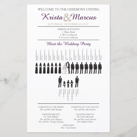 Simple Silhouettes Wedding Program (Voorkant)