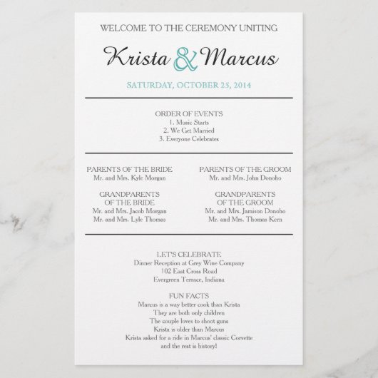 Simple Silhouettes Wedding Program (Voorkant)