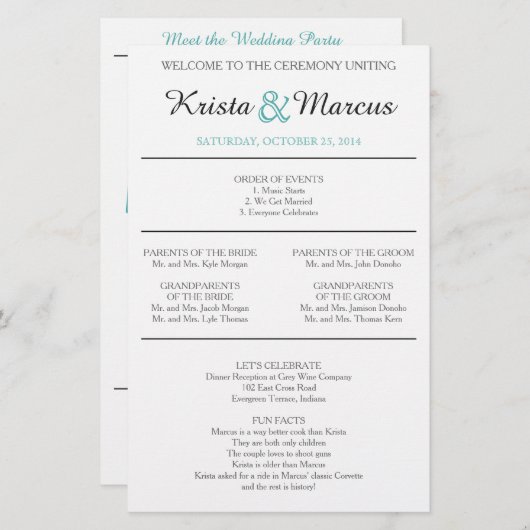 Simple Silhouettes Wedding Program (Voorkant / Achterkant)