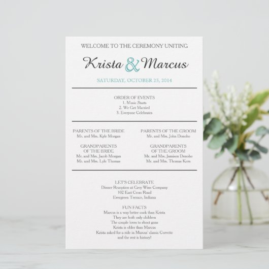 Simple Silhouettes Wedding Program (Staand voorkant)
