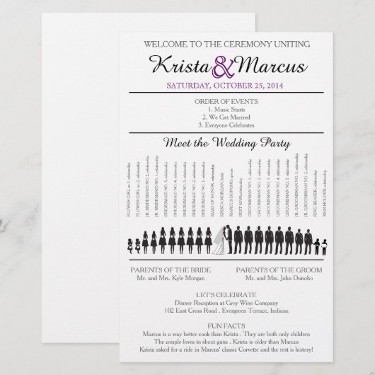 Simple Silhouettes Wedding Program Flyer-11 (Voorkant / Achterkant)