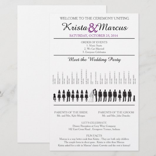 Simple Silhouettes Wedding Program Flyer-15 (Voorkant / Achterkant)